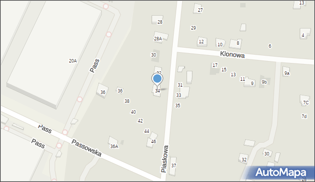 Błonie, Piaskowa, 34, mapa Błonie