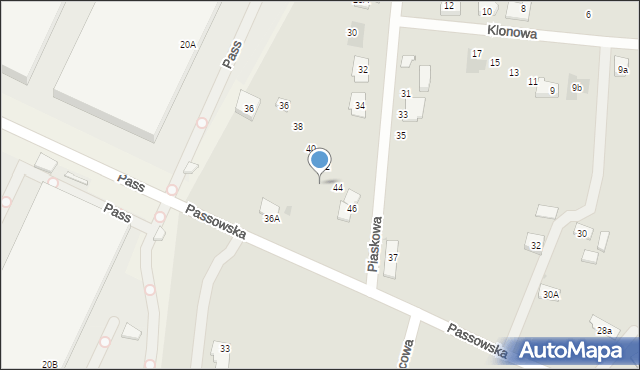 Błonie, Piaskowa, 42, mapa Błonie