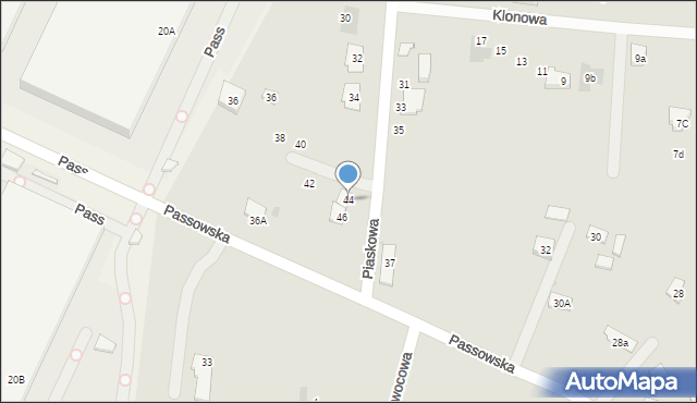 Błonie, Piaskowa, 44, mapa Błonie