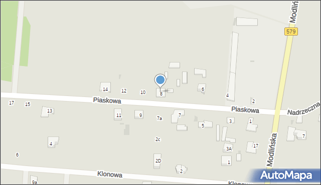 Błonie, Piaskowa, 8a, mapa Błonie