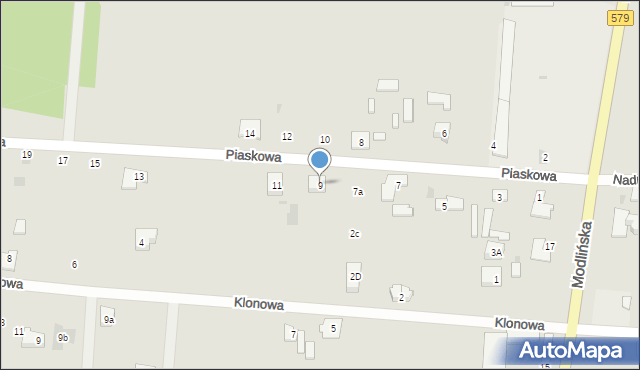 Błonie, Piaskowa, 9, mapa Błonie