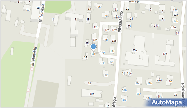 Błonie, Piłsudskiego Józefa, marsz., 12l, mapa Błonie