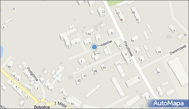 Bobolice, Pionierów, 4, mapa Bobolice