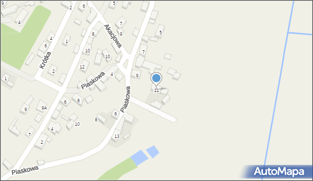 Bobrowniki, Piaskowa, 11, mapa Bobrowniki