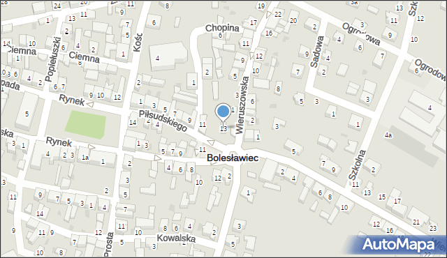 Bolesławiec, Piłsudskiego Józefa, marsz., 13, mapa Bolesławca