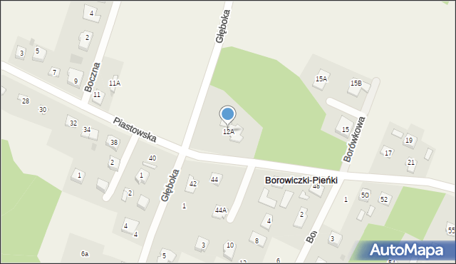 Borowiczki-Pieńki, Piastowska, 12A, mapa Borowiczki-Pieńki