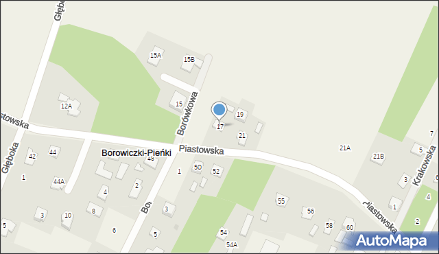 Borowiczki-Pieńki, Piastowska, 17, mapa Borowiczki-Pieńki
