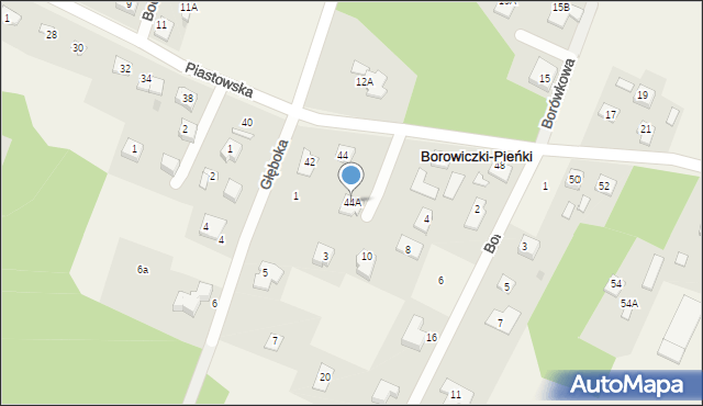 Borowiczki-Pieńki, Piastowska, 44A, mapa Borowiczki-Pieńki