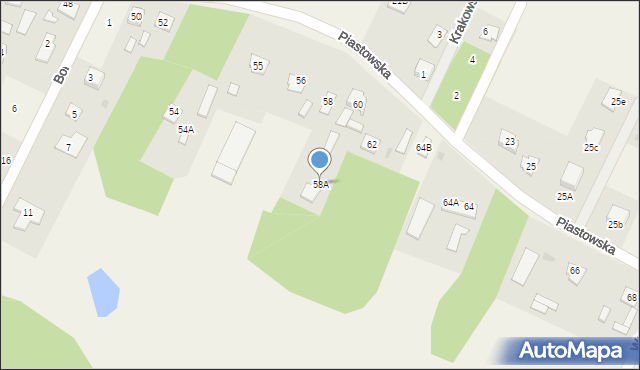 Borowiczki-Pieńki, Piastowska, 58A, mapa Borowiczki-Pieńki