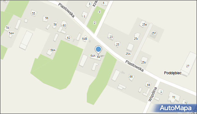 Borowiczki-Pieńki, Piastowska, 64, mapa Borowiczki-Pieńki