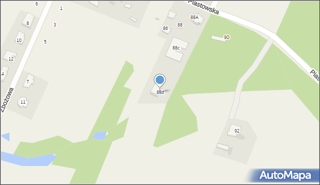 Borowiczki-Pieńki, Piastowska, 88d, mapa Borowiczki-Pieńki