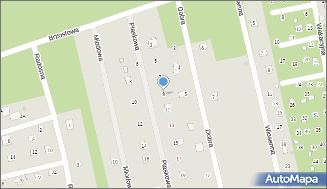 Brok, Piaskowa, 9, mapa Brok