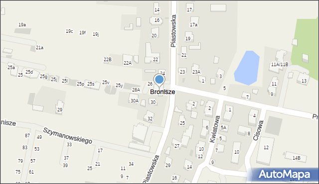 Bronisze, Piastowska, 28, mapa Bronisze