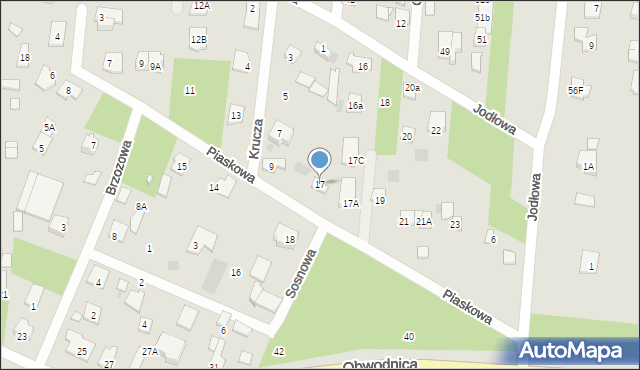 Brwinów, Piaskowa, 17, mapa Brwinów