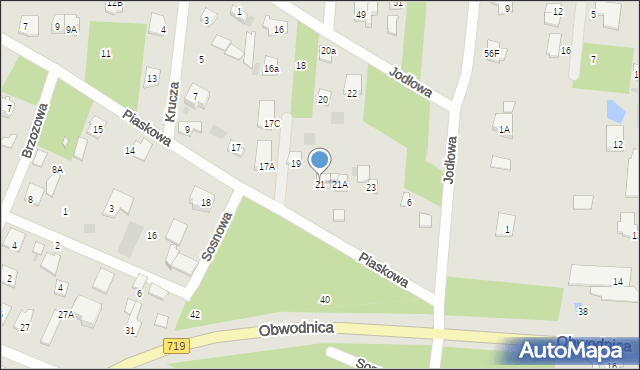 Brwinów, Piaskowa, 21, mapa Brwinów