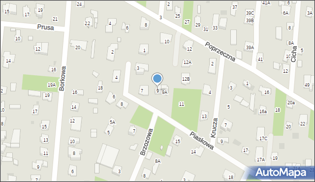 Brwinów, Piaskowa, 9, mapa Brwinów