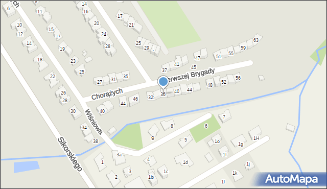 Brzeg, Pierwszej Brygady, 36, mapa Brzeg