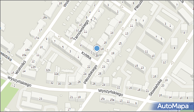 Brzeg, Piłsudskiego Józefa, marsz., 20, mapa Brzeg