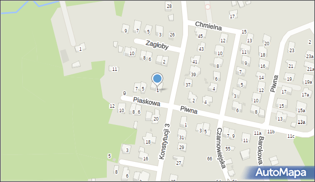 Brzesko, Piaskowa, 1, mapa Brzesko