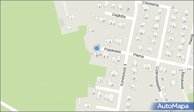 Brzesko, Piaskowa, 10, mapa Brzesko