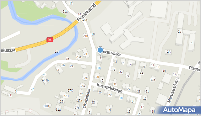 Brzesko, Piastowska, 1, mapa Brzesko