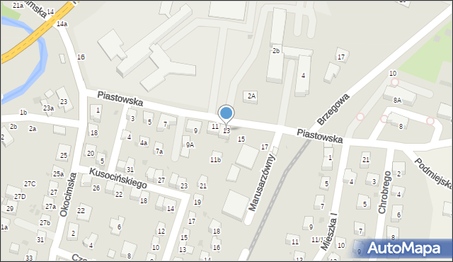 Brzesko, Piastowska, 13, mapa Brzesko