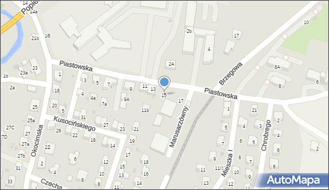 Brzesko, Piastowska, 15, mapa Brzesko