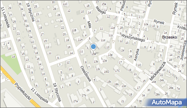 Brzesko, Piłsudskiego Józefa, marsz., 13a, mapa Brzesko