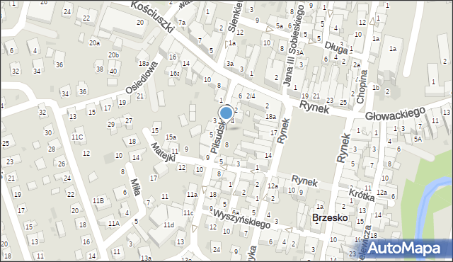 Brzesko, Piłsudskiego Józefa, marsz., 6, mapa Brzesko