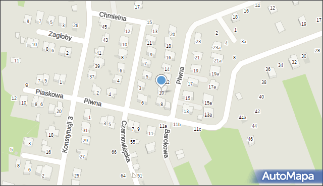 Brzesko, Piwna, 10, mapa Brzesko
