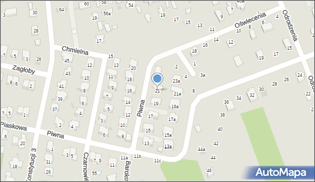 Brzesko, Piwna, 21, mapa Brzesko