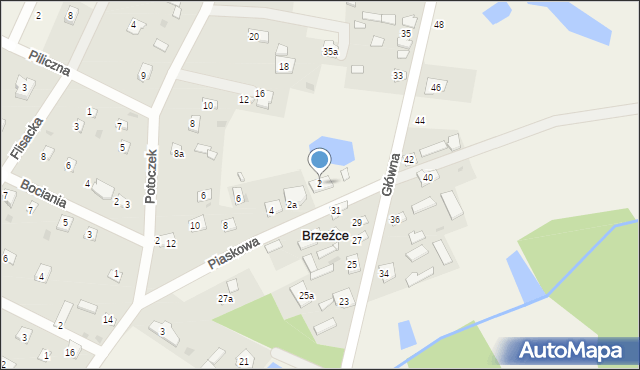 Brzeźce, Piaskowa, 2, mapa Brzeźce