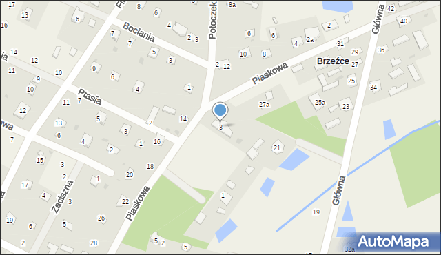 Brzeźce, Piaskowa, 3, mapa Brzeźce