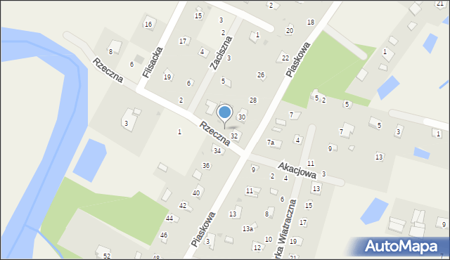 Brzeźce, Piaskowa, 32a, mapa Brzeźce