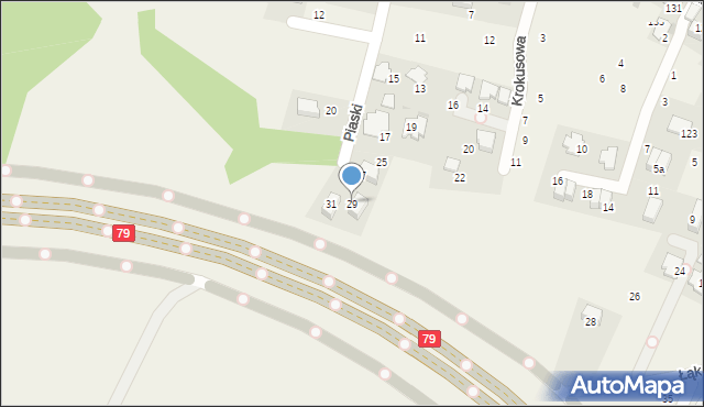 Brzezie, Piaski, 29, mapa Brzezie