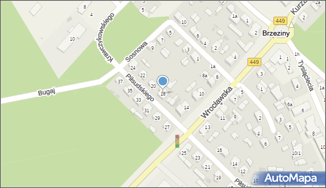 Brzeziny, Piłsudskiego Józefa, marsz., 18, mapa Brzeziny