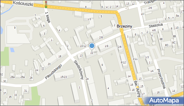 Brzeziny, Piłsudskiego Józefa, marsz., 11, mapa Brzeziny
