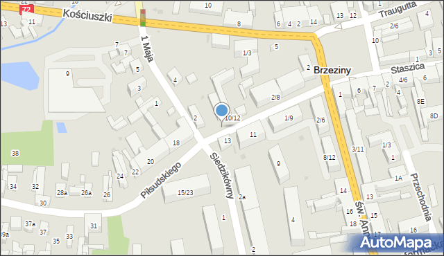 Brzeziny, Piłsudskiego Józefa, marsz., 14, mapa Brzeziny