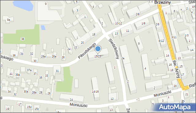 Brzeziny, Piłsudskiego Józefa, marsz., 15/23, mapa Brzeziny