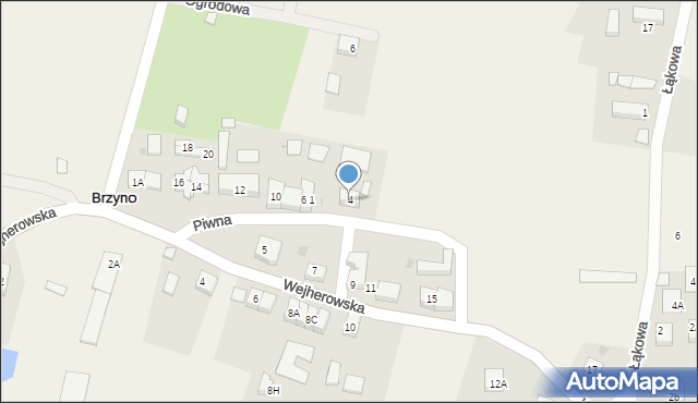 Brzyno, Piwna, 4, mapa Brzyno