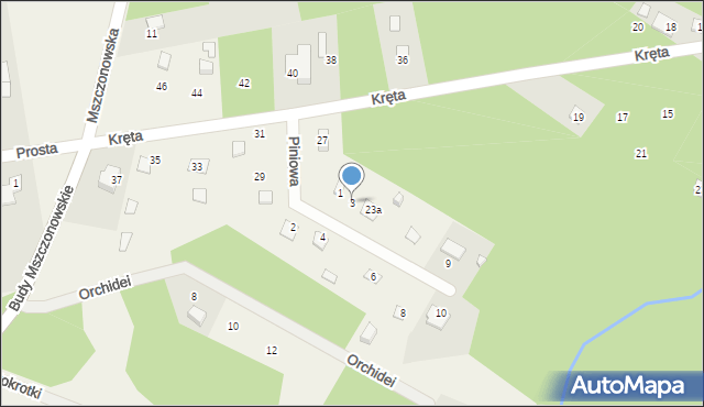 Budy Mszczonowskie, Piniowa, 3, mapa Budy Mszczonowskie