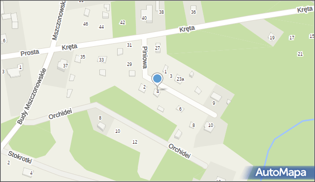 Budy Mszczonowskie, Piniowa, 4, mapa Budy Mszczonowskie