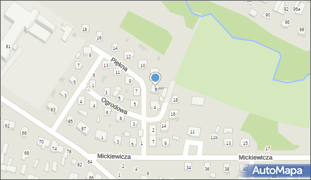 Bychawa, Piękna, 6, mapa Bychawa