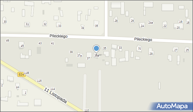 Bychawa, Pileckiego Mikołaja, 35a, mapa Bychawa