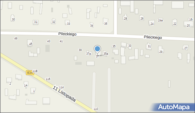 Bychawa, Pileckiego Mikołaja, 37, mapa Bychawa