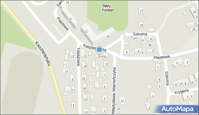 Bydgoszcz, Piastowa, 13, mapa Bydgoszczy