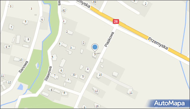 Bykowce, Piaskowa, 3, mapa Bykowce