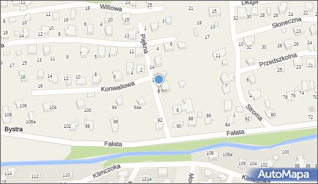Bystra, Piękna, 8, mapa Bystra