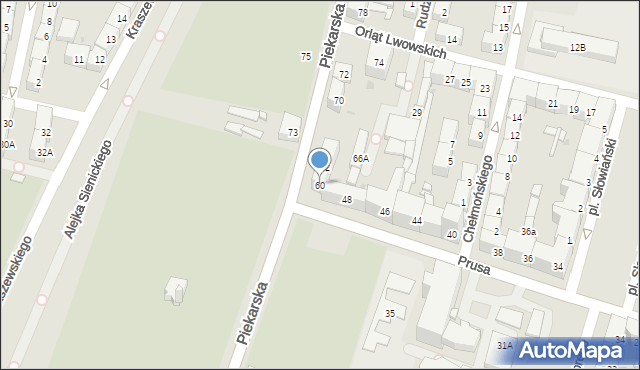 Bytom, Piekarska, 60, mapa Bytomia