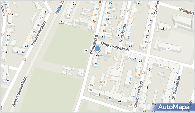 Bytom, Piekarska, 72, mapa Bytomia